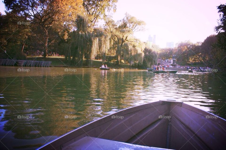 River, boat, central park