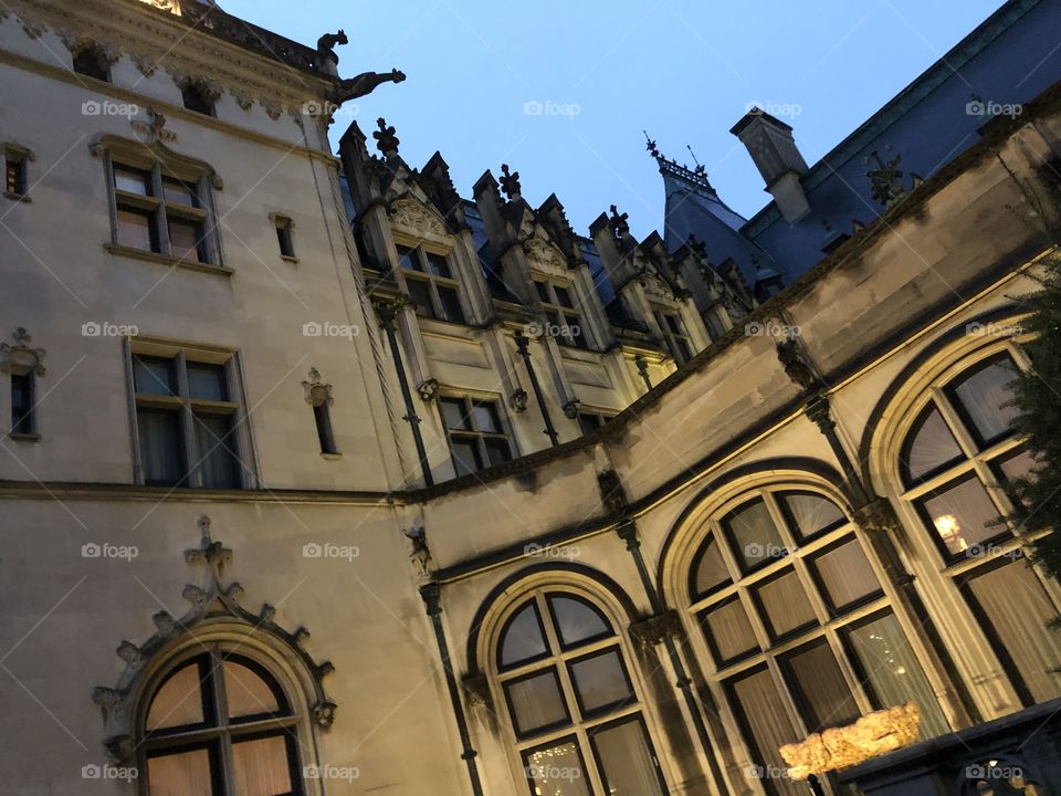 Exterior shot of beautiful architecture in the evening