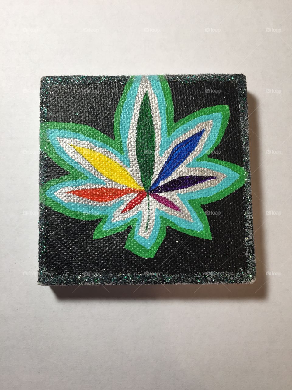 Handmade weed leaf canvas painting