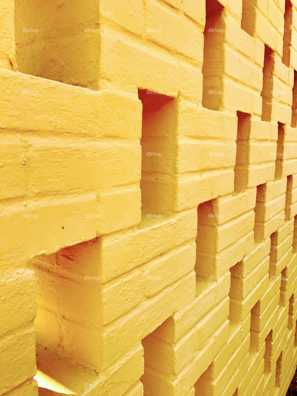 Close-Up Yellow Brick Wall