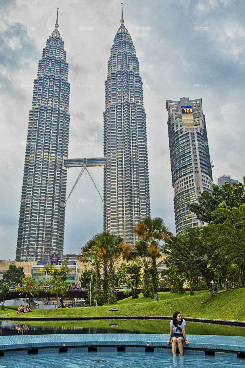 View of the Petronas twin towers in Kuala Lumpur Malaysia