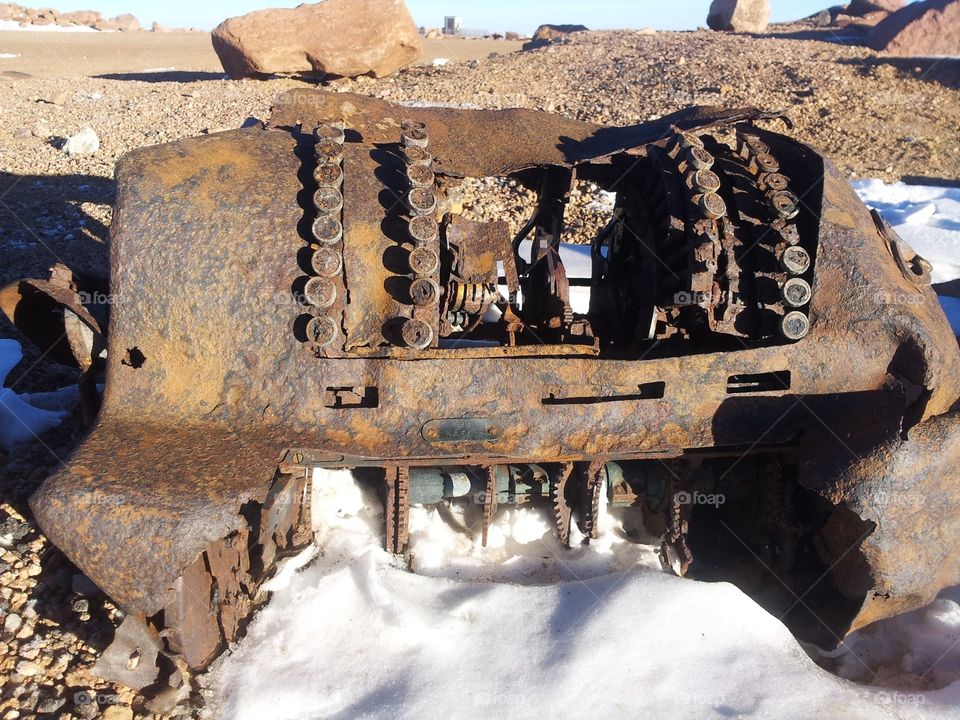Ancient cash register on top of pikes peak, Colorado  at  14,110 feet elevation