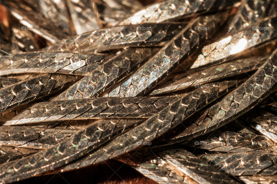 Retro metal strips with scales watch bracelet macro view