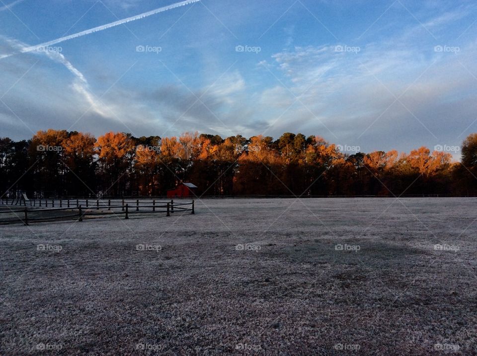 Sun rising at Lake Benson Park 