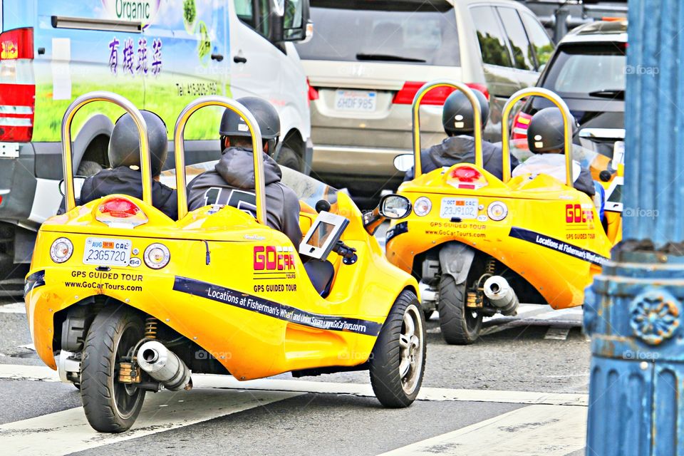 from A to B, yellow car