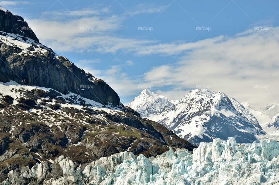 View of snowy mountain and glacier