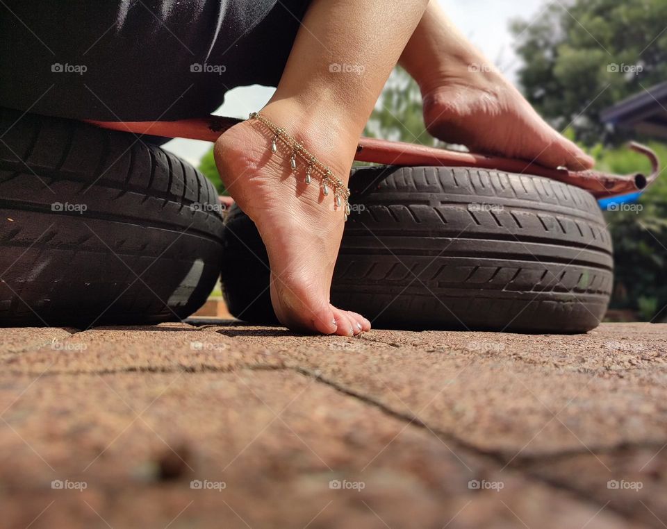Silver ankle bracelet