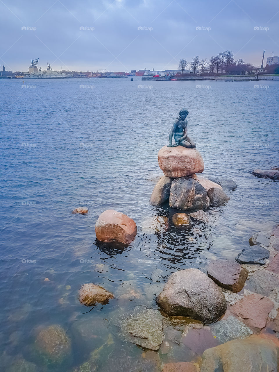Mermaid monument in touristic area of Copenhagen