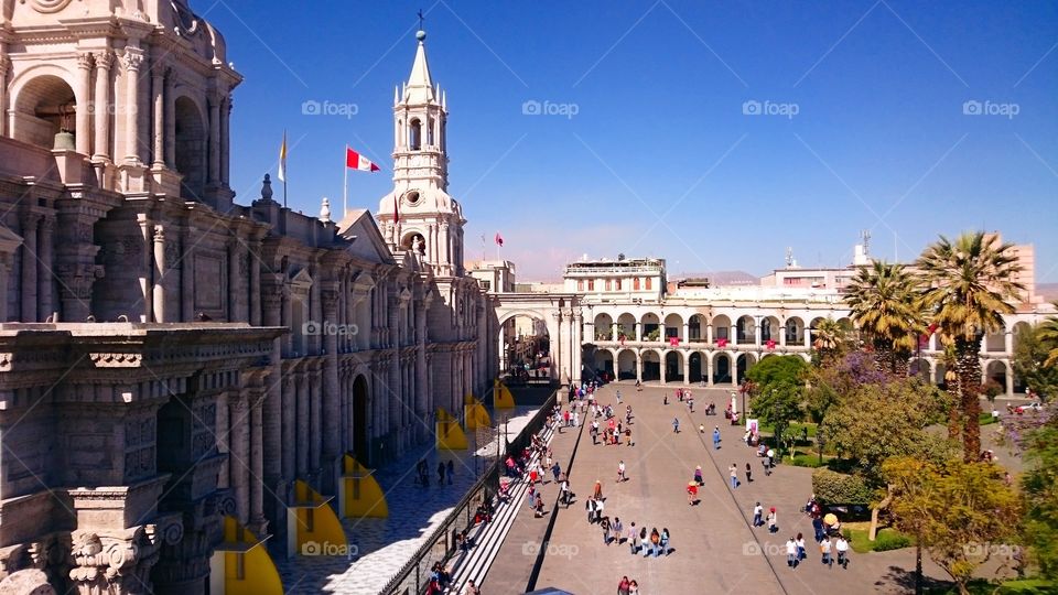 The main square of the city of Arequipa, Peru