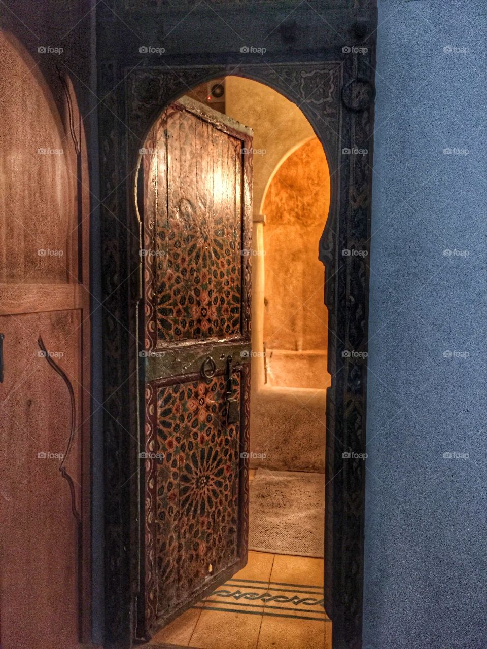 Door in our beautiful rented apartment in Marrakech, Morocco 