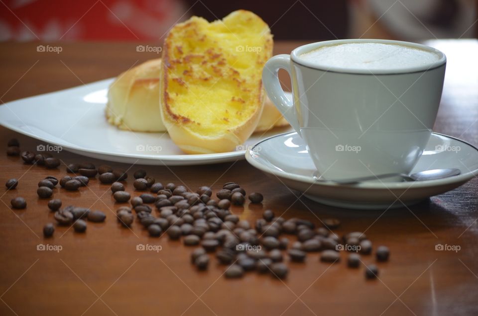 coffee with butter bread