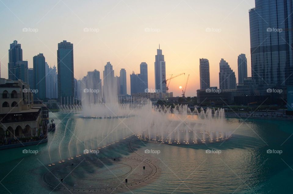 The Golden Hour . Dubai Fountain 