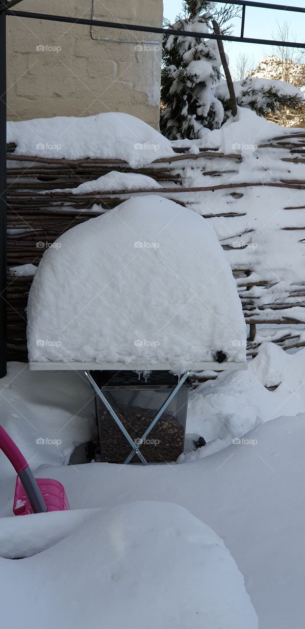 snow on a table