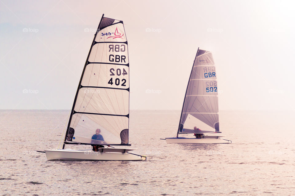 Boat race on the ocean at Aldeburgh in the heart of the English countryside.
