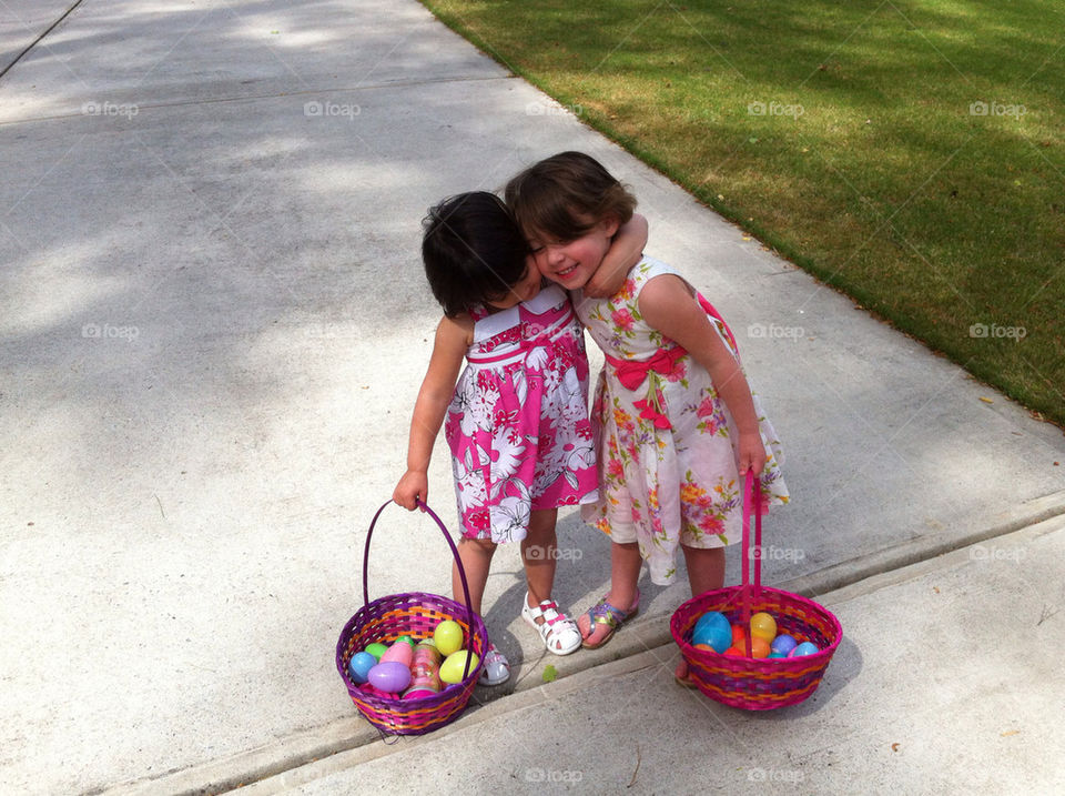 Two sister playing in park