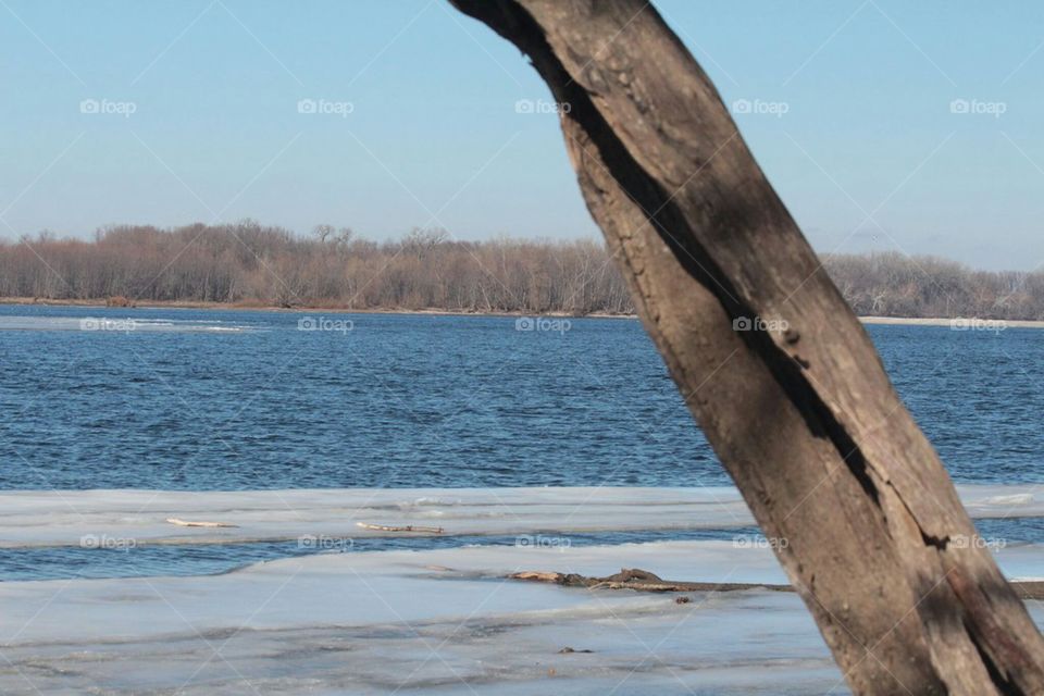 Mississippi River with ice