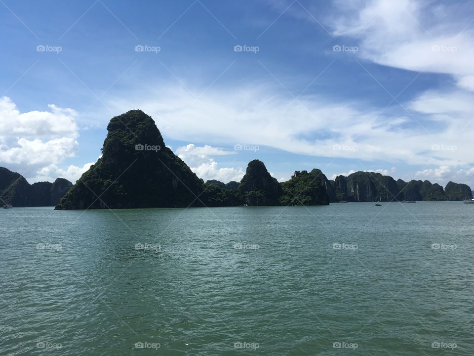 Halong Bay Vietnam, limestone formations 