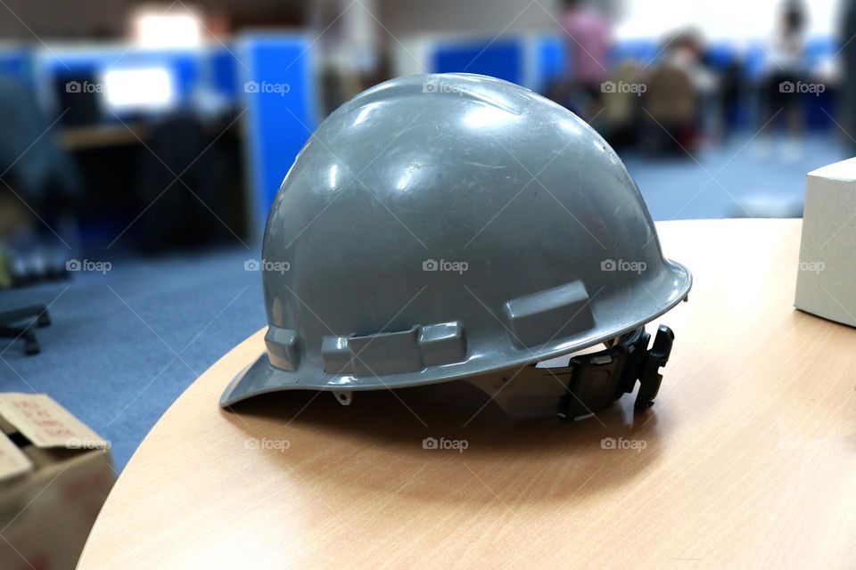 Grey safety helmet for workets to protect their head