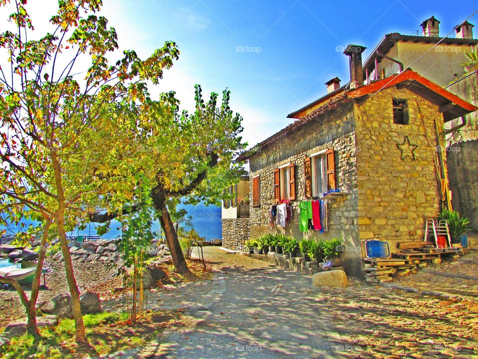 Typical Italian house on the shores of the lake