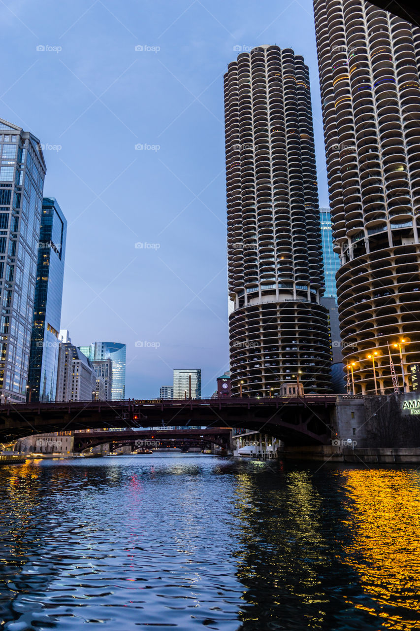 Marina City and river