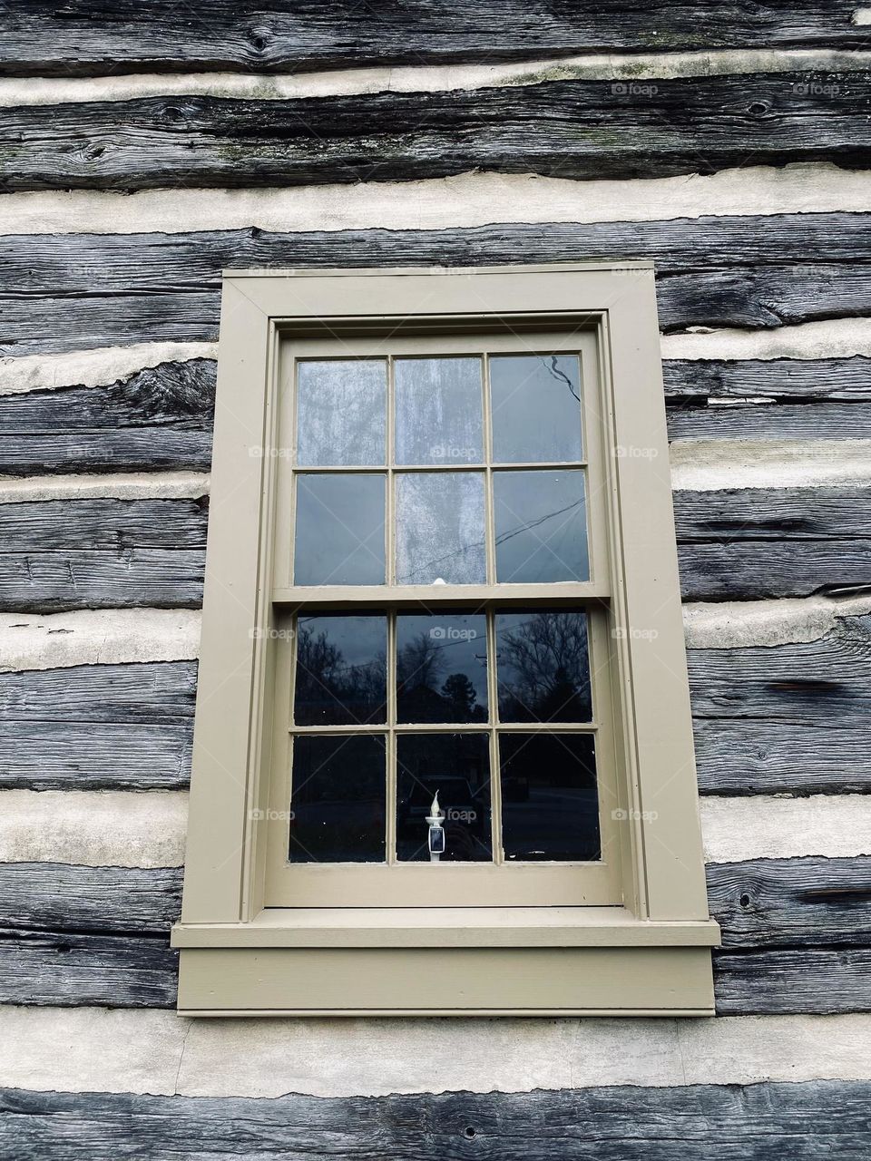 A window in a log cabin