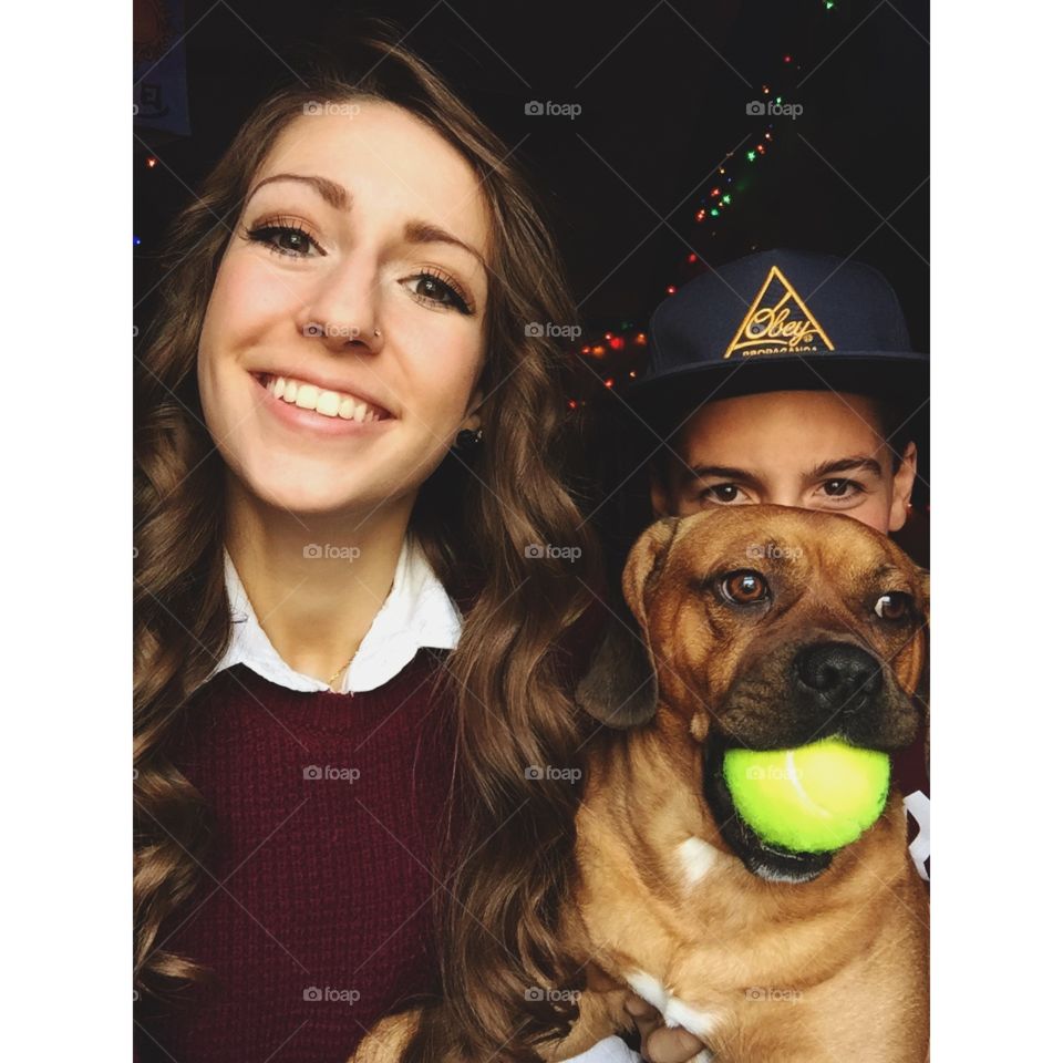 Another brother and Milo selfie plus a tennis ball