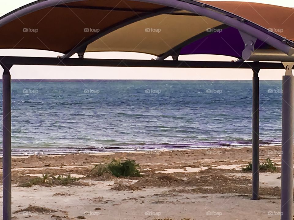 Ocean through a beach pergola south Australia 