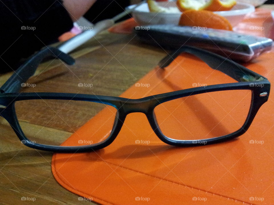 My glasses resting on the table after lunch. Now I'm ready to relax in the afternoon, before shooting work in the afternoon.