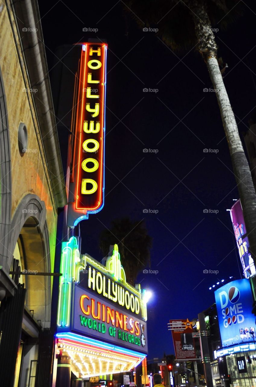 Neon lights Hollywood California