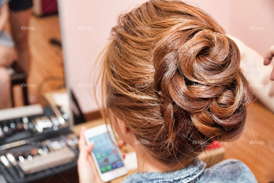 Close-up of women's hairstyle