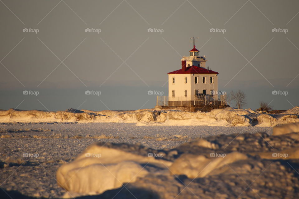 Fairport Harbor West lighthouse at sunset