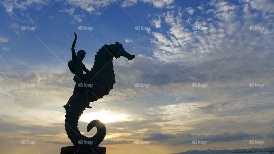 Sea horse iconic sculpture in Puerto Vallarta Mexico