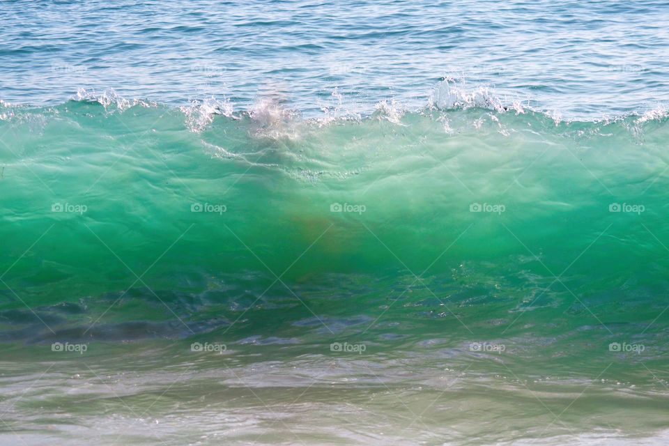 wave rolling onto beach