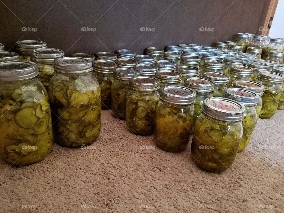 Home canned bread and butter pickles