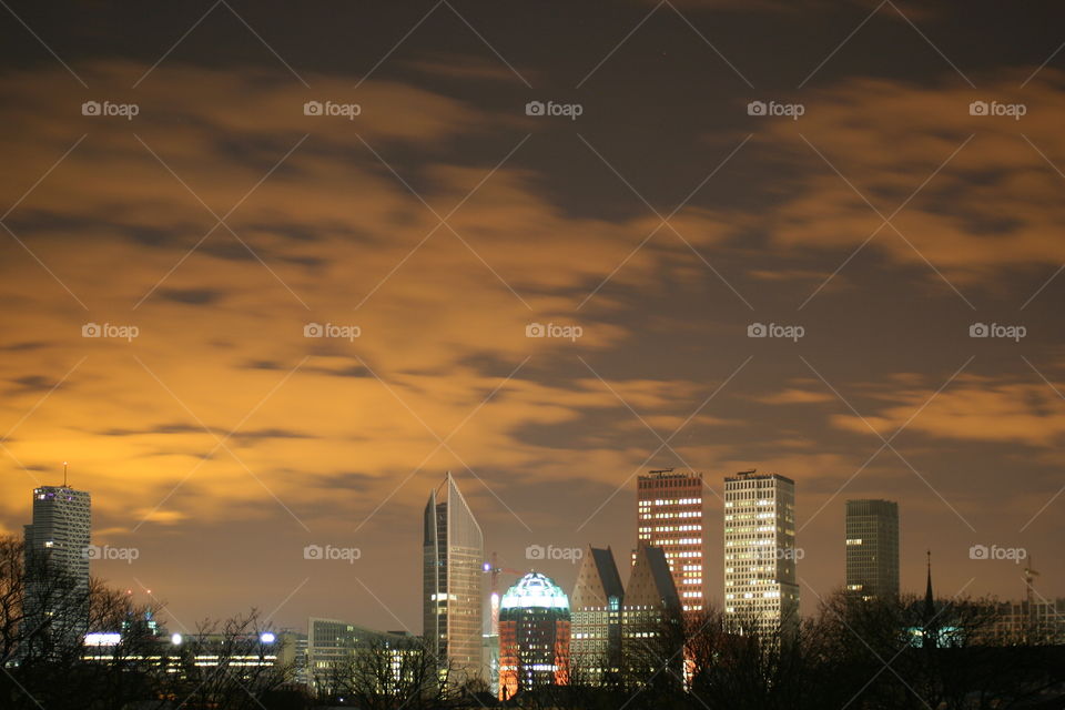 Skylight of The Hague city by night 2016. Captured in the middle of the night, a great view of The Hague city centre.