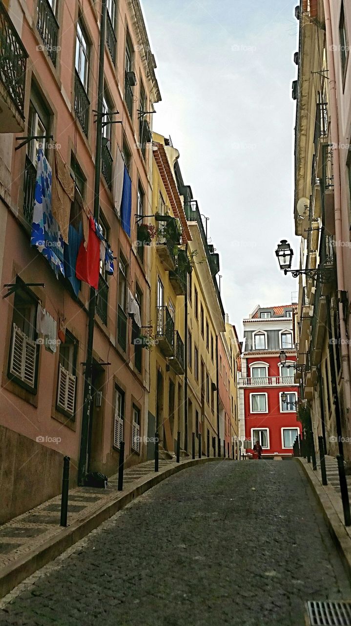 A narrow alleyway in the city