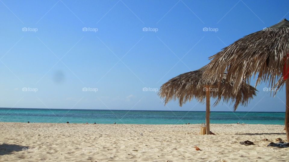 the beach. the white sands of the beaches in Cuba