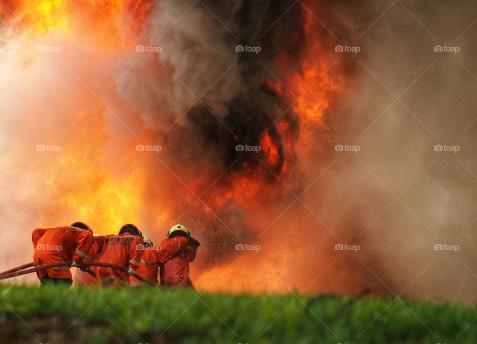 Firefighters in action