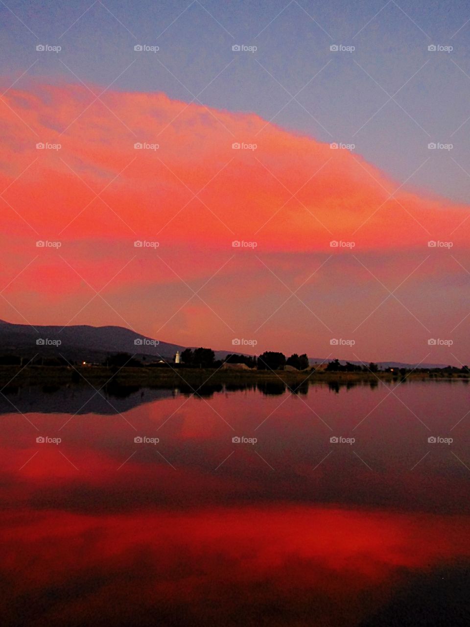 Sunset, lake and reflection