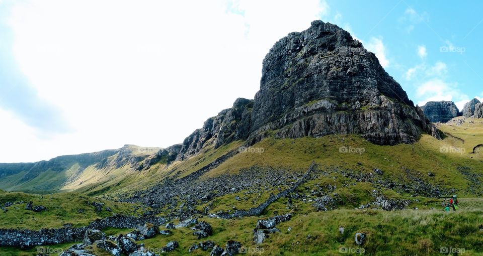 The Storr, massive mountain in Scotland, hiking up