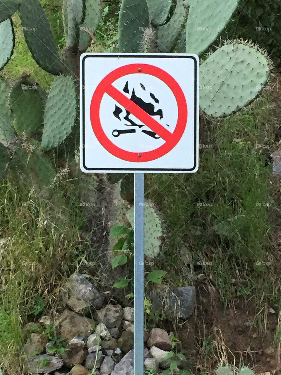 Signs totally forbidden to light a fire in mountain camps.