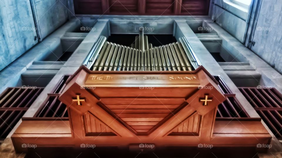The impressive pipe organ of St Anne's Carhedral in Belfast,Northern Ireland