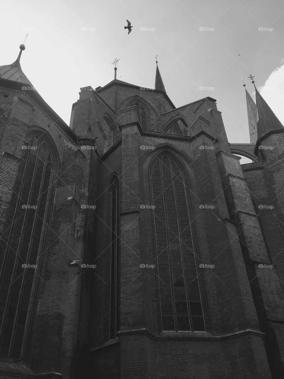 A black and white church 