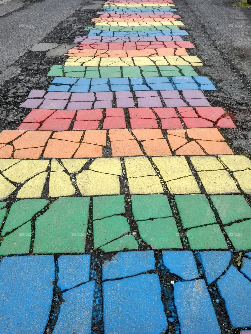 Rainbow road in Seyðisfjörður