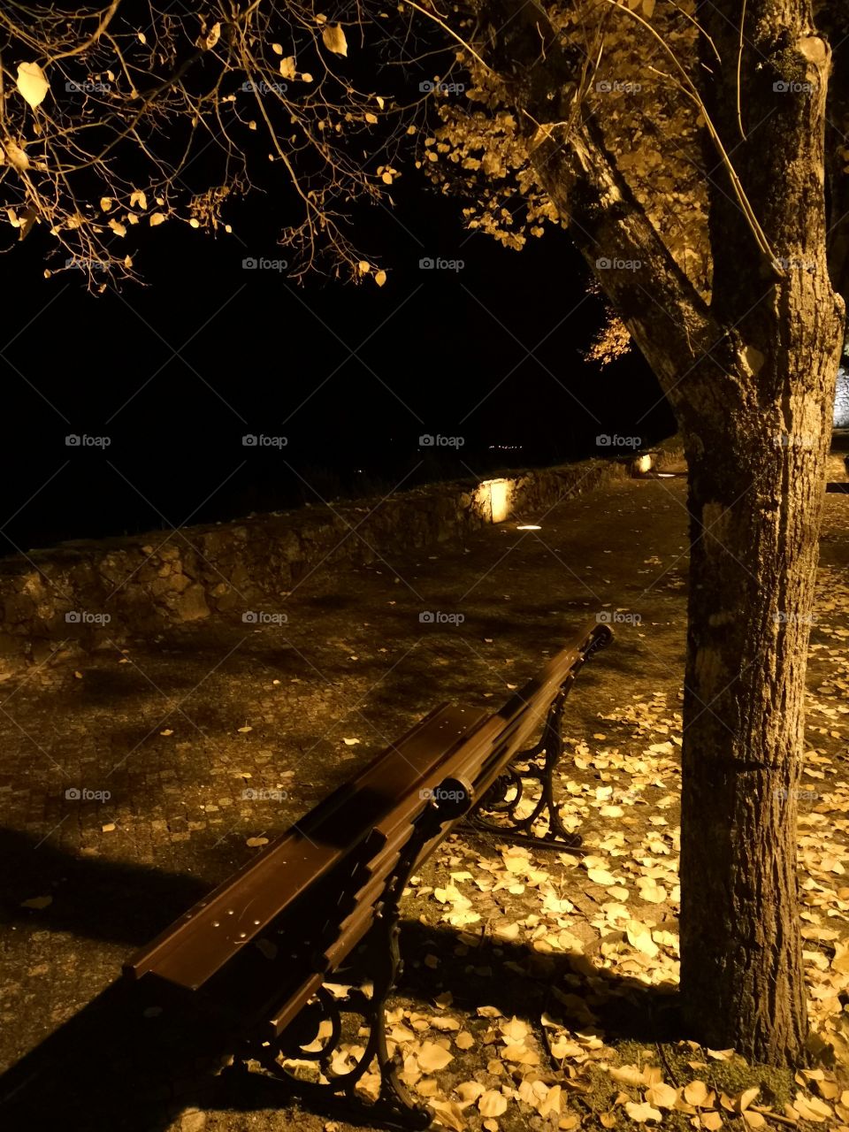 Bench & Night View, Castelo de Vide, Portugal