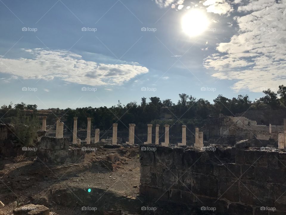 Ancient Roman ruins of Bet She’an, a 4,000 year old city on the Via Mares in Israel. One of the cities of the Decapolis. 