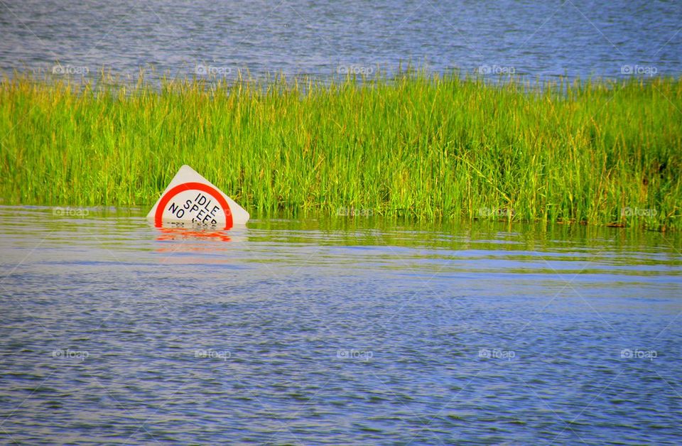 No wake. This sign was in a channel leaving a port on Hilton Head Island, SC.