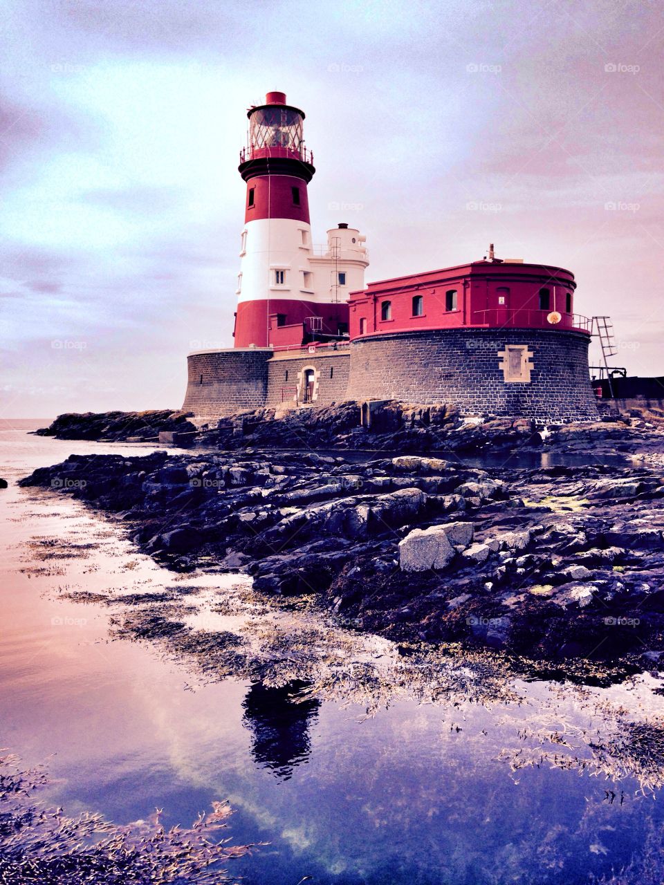 Longs tone lighthouse. Farne Islands, Northumberland, UK
