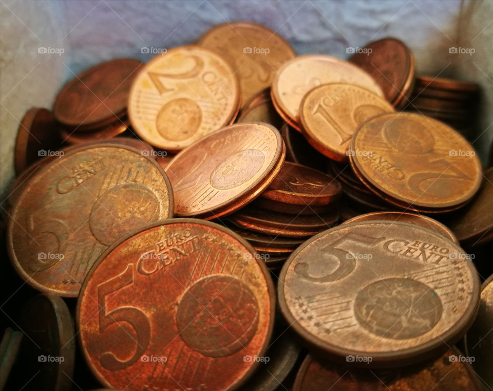Euro cent coins.