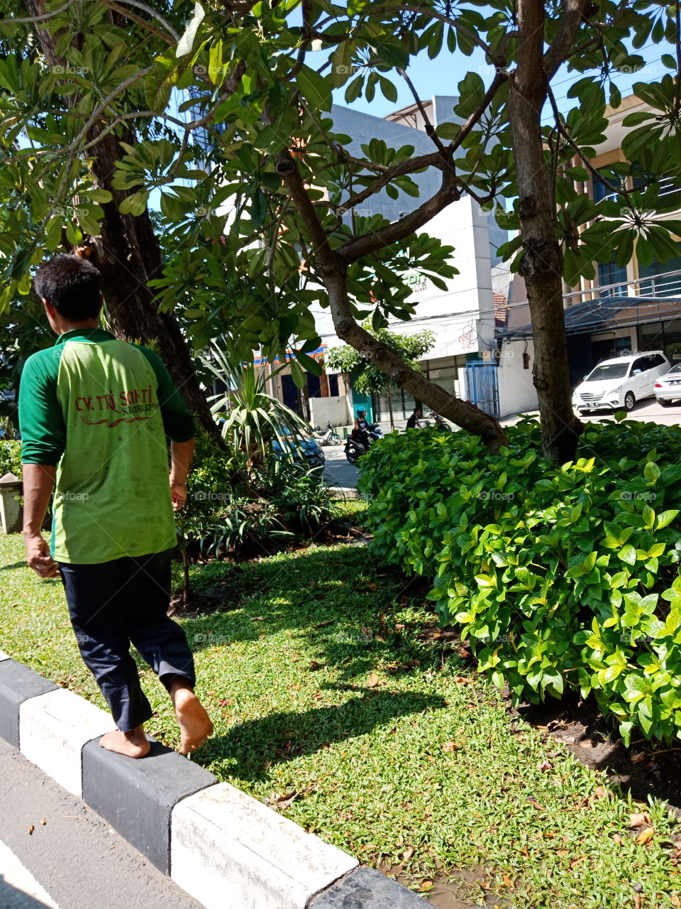 a men walking around the street